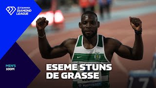 Cameroons Emmanuel Eseme stuns De Grasse and Blake in Marrakech 100m  Wanda Diamond League 2024 [upl. by Alden]