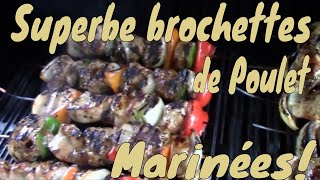 FAIRE DE SUPERBE BROCHETTES DE POULET MARINÉ 24 HEURES AU BBQ [upl. by Atiruam313]