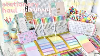 Back to school supplies shopping huge stationery haul amp giveaway 2021 ✏️🌸 [upl. by Lilaj]