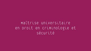 Master en Droit en criminologie et sécurité [upl. by Rolfe]