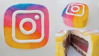 NEW INSTAGRAM LOGO MIRROR GLAZE DESSERT How To Cook That Ann Reardon [upl. by Atram]