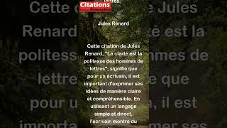 Jules Renard  La clarté est la politesse des hommes de lettres shorts [upl. by Aikemet]