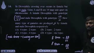 In Drosophila crossing over occurs in female but not in male Gene A and B are 10 map unit apart [upl. by Noelani]