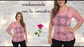 💖⭐⭐⭐💖BLUSA SOL 🌞A CROCHET PARTE 1 BONITA Y ELEGANTE GRANNYS CROCHET [upl. by Noryb32]