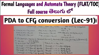 PDA to CFG conversion example  equivalence between PDA and CFG [upl. by Zetnwahs]