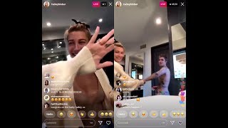 Justin Bieber being shy amp Hailey Baldwin Bieber on Instagram Live Stream being cute  April 2 2019 [upl. by Gonta399]