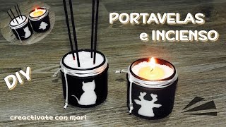 Diy PORTAVELAS e INCIENSO reciclando tarros de vidrio Deco Navidad [upl. by Allys]