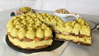 TIRAMISÙ al pistacchio con pasta di pistacchio fatta in casa  SENZA FORNO E SENZA UOVA [upl. by Almira]