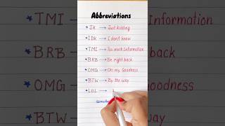 Important abbreviations 👩🏻‍🏫🇺🇸learnenglish education grammartips englishtips [upl. by Aihsit]