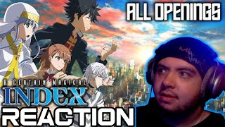 IT JUST GETS WEIRDER FIRST TIME Reacting to all TOARU series Openings Magical Index Scientific Rai [upl. by Liebowitz]