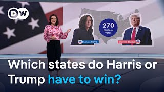 US election How do Harris and Trumps paths to victory differ  DW News [upl. by Coumas]