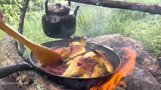 Authentic Iranian Zereshk Polo with Chicken in Nature [upl. by Aleda]