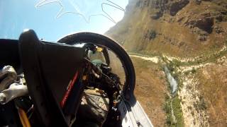 Buccaneer flying through the mountain valleys just a few feet from valley floor and mountain sides [upl. by Llehsim173]