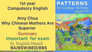 Why Chinese Mothers Are SuperiorSummary in NepaliBachelor 1st year Compulsory English BABSWBED [upl. by Haveman]