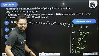 Adiponitrile is manufactured electrolytically from acrylonitrileCH2CHCN CNCH24CNHow man [upl. by Neitsirk]