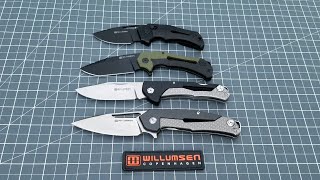 Willumsen Copenhagen Folding Knives  Red E Tyran Cobra Ace and Chibs [upl. by Moshell]