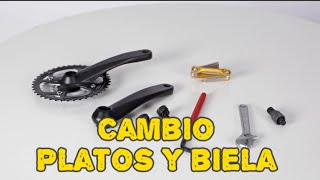 CAMBIO DE PLATOS Y BIELA TRANSMISION BICICLETA mecanica ciclismo mtb btt bike aprender cambio [upl. by Rehtul713]