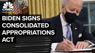 Biden signs into law the Consolidated Appropriations Act 2022 — 31522 [upl. by Ahsiniuq334]