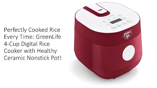 Perfectly Cooked Rice Every Time GreenLife Digital Rice Cooker with Healthy Ceramic Nonstick Pot [upl. by Neemsay]