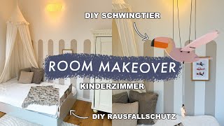 Kinderzimmer Makeover  Wanddesign streichen DIY Rausfallschutz  Schwingtier selber bauen [upl. by Akirat833]