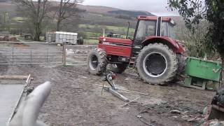 Pan mixing concrete for the farmyard [upl. by Vilberg]