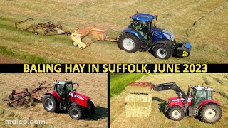 4k Hay harvest 2023  Baling New Holland Sperry 945 small baler with Cook sledge Kuhn Rake MF 7495 [upl. by Kcirddor]