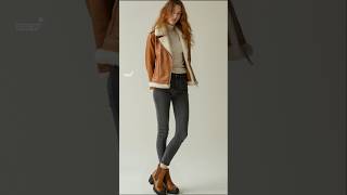 2024 Winter fashions  cropped leather aviator jacket styles outfits [upl. by Cheryl]