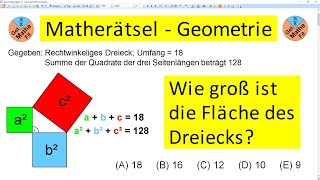 Matherätsel Geometrieaufgabe  Wie groß ist die Fläche des Dreiecks kurze Lösung [upl. by Dulcine]