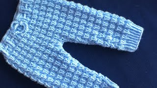 Hand knitted new born baby trousers pantspyjama size 03 months  Detailed tutorial guide [upl. by Yleve]