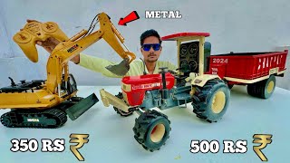 Rc Swaraj 855 Tractor Vs Rc Hobby Grade JCB  Weight lifting Test [upl. by Enoj101]