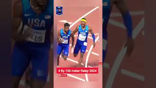 quotRecordBreaking 4x100m Relay at Paris 2024 Olympics  Epic Sprint Finishquottrackandfield [upl. by Uolyram902]