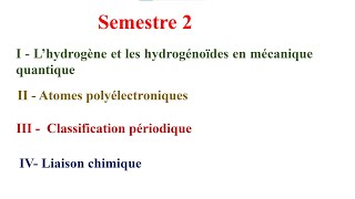 Chapitre I Hydrogène et hydrogénoïdes en mécanique quantique 2e sem [upl. by Yellehs]