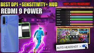 Redmi 9 power free fire best auto headshot dpi hud sensitivity setting after free fire new update😱 [upl. by Lemmor]