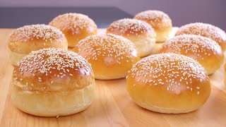 经典汉堡面包，香嫩多汁的牛肉汉堡 Soft amp Fluffy Classic Burger Buns How to make tender and juicy hamburger [upl. by Orodisi429]