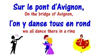 Sur le pont dAvignon  Lyrics  Learn French Song [upl. by Mirth463]