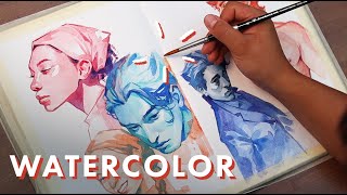 How to Paint Portraits with Just Two Colours  Watercolour Tutorial [upl. by Xenos709]