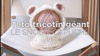 Tuto tricotin  le snood à capuche  1ère partie  Loom knit a hood  part 1 [upl. by Okimuy]