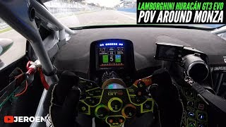 FAST POV DRIVE in the LAMBORGHINI HURACAN GT3 EVO around MONZA [upl. by Nwadal298]