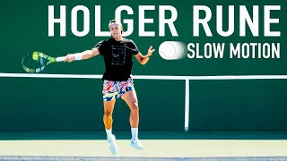 Holger Rune  Forehand amp Backhand Slow Motion 4K 120fps [upl. by Airom]