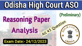 All Reasoning Question of High Court ASO 2023 Pre  Odisha High Court ASO Recruitment 2023 [upl. by Adnaw]