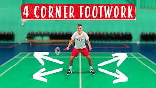 4 Corner Footwork  A StepByStep Badminton Tutorial [upl. by Possing]