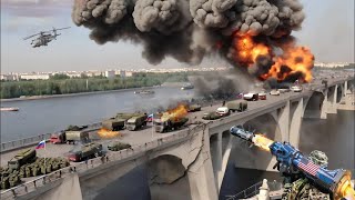 Russia Panicked US BGM71 Missile Successfully Destroys Russian Troops Tank Convoy on Bridge [upl. by Akira]