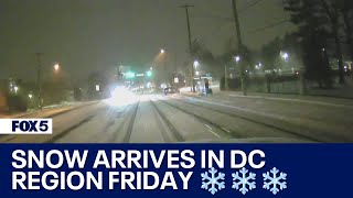 SNOW ARRIVES IN DC REGION FRIDAY ❄️❄️❄️ [upl. by Ardnahs]