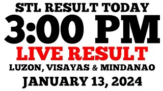 STL Result Today 3PM Draw January 13 2024 Saturday STL LIVE Result Luzon Visayas and Mindanao [upl. by Annoyt171]