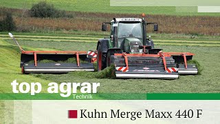 top agrar Praxistest  Frontbandschwader Kuhn MergeMaxx 440 F im Grünlandschnitt [upl. by Carlynne]