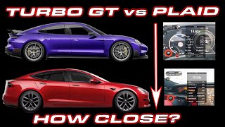 1019 HP Taycan Turbo GT vs 1020 HP Tesla Model S Plaid 060 MPH 14 Mie 12 Mile Comparison [upl. by Girard]