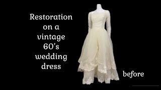 From bedraggled to beautiful Restoring a vintage 60’s wedding dress vintageweddingdresses [upl. by Adia806]