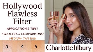 Charlotte Tilbury Hollywood Flawless Filter 3 4 amp 5 ✨Review natural light swatches tips and more [upl. by Imuy]