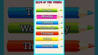 Days of the week song  Sunday Monday song week name in english [upl. by Arob957]