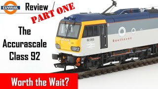 Review Accurascale Class 92 92003 quotBeethovenquot Railfreight Grey DCC Sound Running problems found [upl. by Anavrin927]